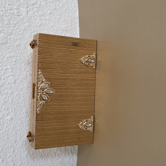 Vintage Evans Marquise Rhinestone Gold Art Deco Minaudiere Cigarette Case Compac - Picture 8 of 15